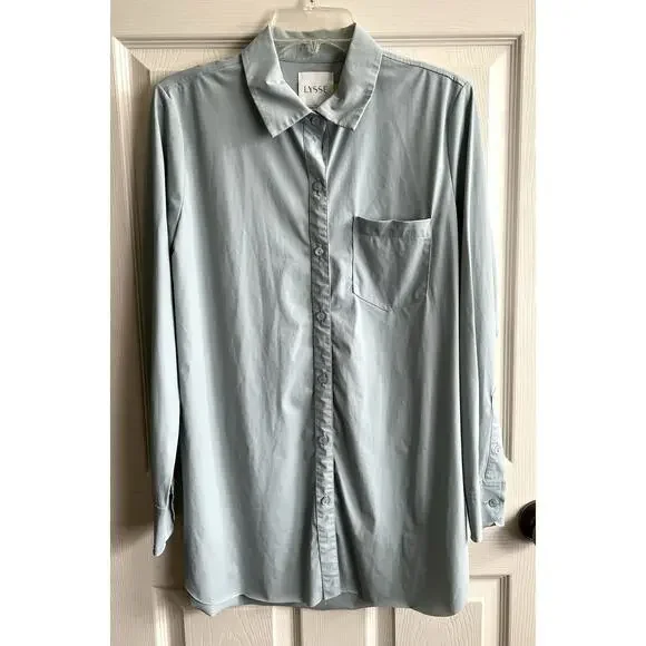 LYSSE Bundle Of 8 Solid Print Button Down Wrinkle Resistant Career Blouses Tops - Picture 8 of 16